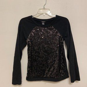 Black SEQUIN FRONT SWEATER Size Small Rue21 Long Sleeves Shimmery